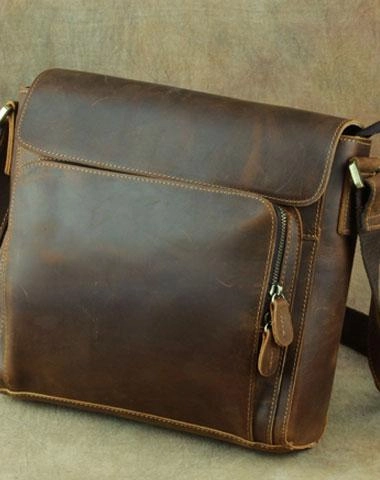 Leather Brown Mens Vintage Small Side Bag Shoulder Bags Small Messenger Bag For Men Outdoor Ready Street Lifestyle