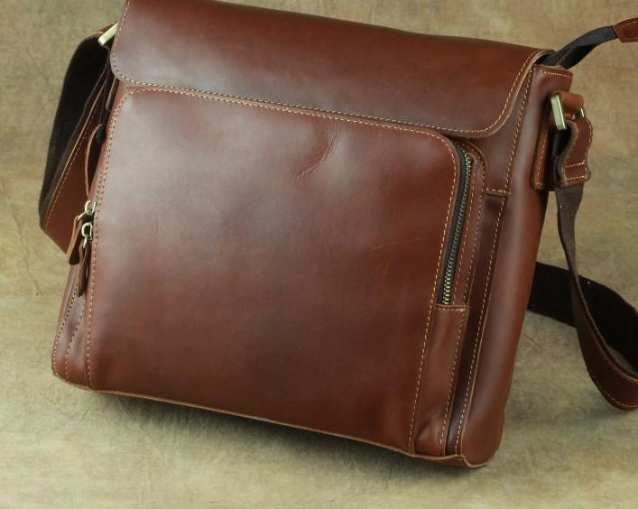 Daily Carry Gear Street Fashion Leather Brown Mens Vintage Small Side Bag Shoulder Bags Small Messenger Bag For Men