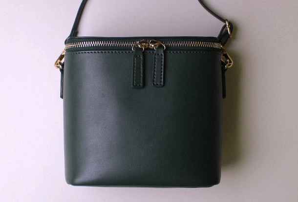 Leather bucket bag shoulder bag Green Red White black for women leather crossbody bag Eco-Friendly Fabric