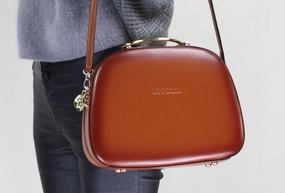 Leather handbag shoulder bag brown red for women leather crossbody bag Fresh Look Premium Spirit