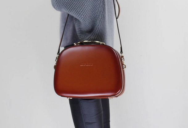 Timeless Accessory Simple Look Leather handbag shoulder bag brown red for women leather crossbody bag