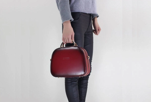 Leather handbag shoulder bag brown red for women leather crossbody bag Smart Casualwear