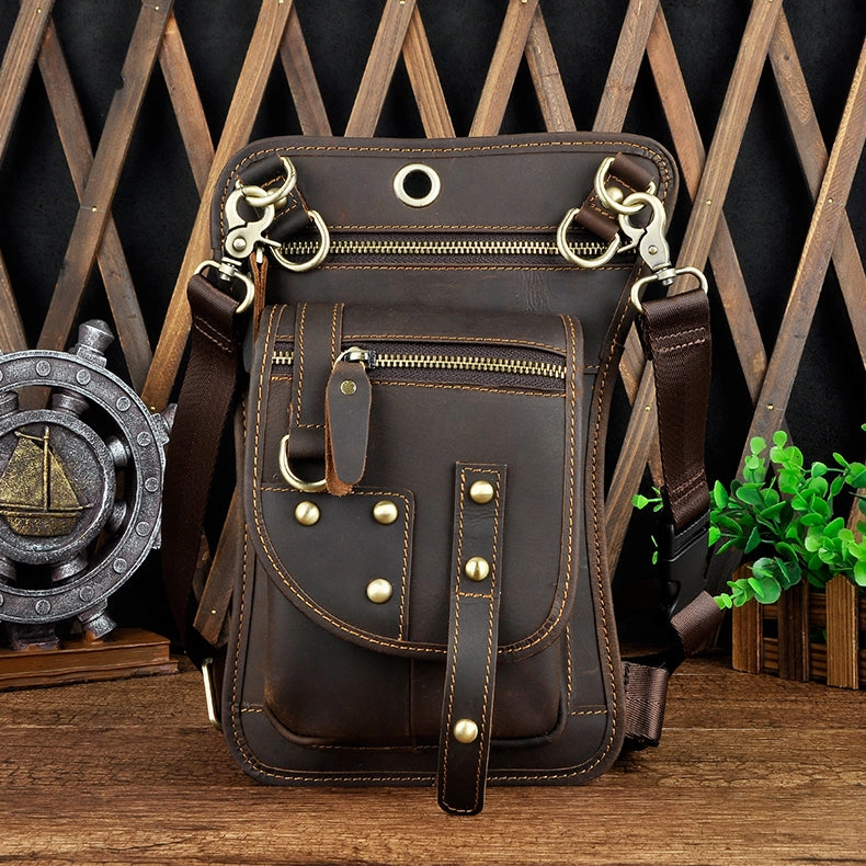 Modern Harmony Fashion Fit LEATHER MEN FANNY PACK SMALL WAIST BAG HIP PACK BELT BAG BUMBAG FOR MEN