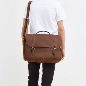 Smart Organizer Minimalist Appeal LEATHER MENS BRIEFCASE MESSENGER BAG WORK BAG Handbag FOR MEN