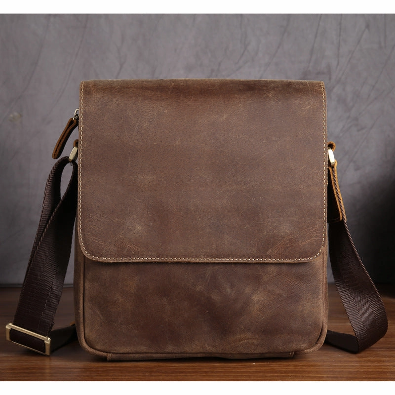 Leather Mens Brown Cool Messenger Bag Vintage Shoulder Bags For Men Compact Journey Comfort Style