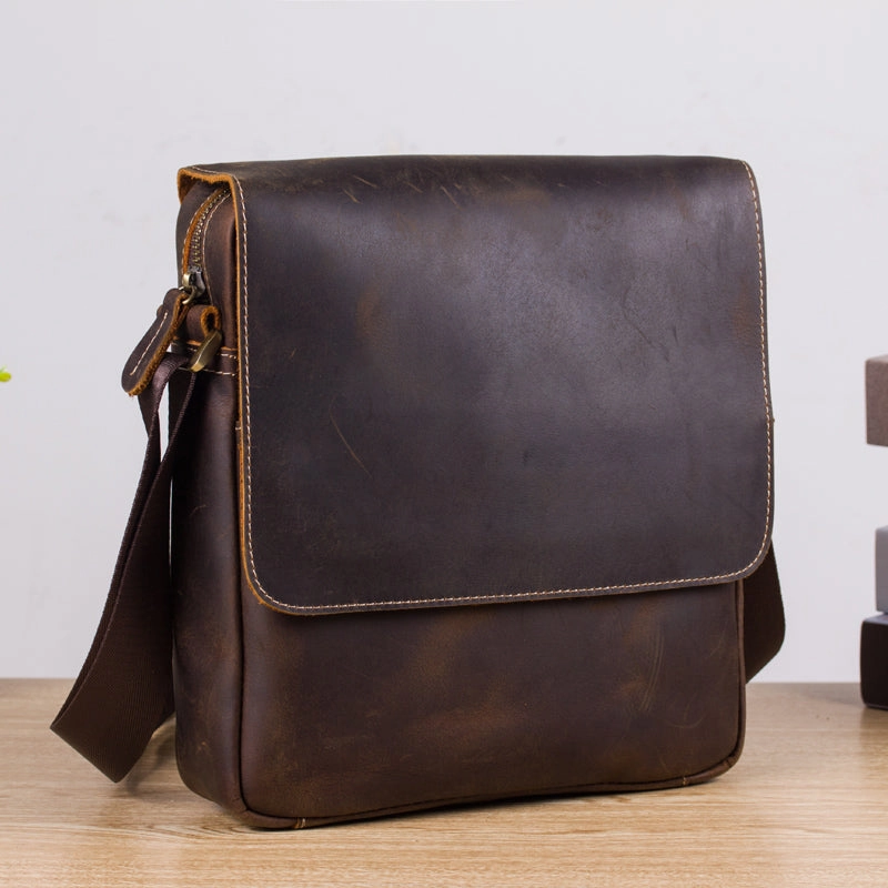 Leather Mens Brown Cool Messenger Bag Vintage Shoulder Bags For Men Refined Simplicity Casual Comfort