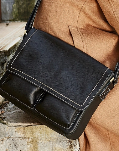 Leather mens Cool messenger bag vintage shoulder laptop bag for men Simple Journey