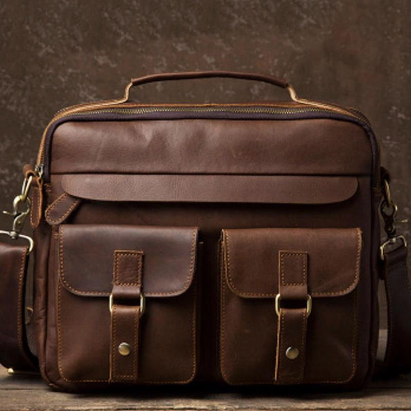 Leather Mens Cool Messenger Bags Briefcase Work Bag Business Bag Laptop Bag for men Street Lifestyle Durable Companion