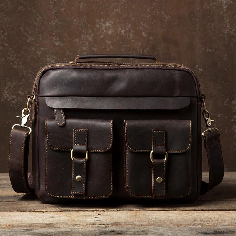 Classic Appeal Travel Ready Leather Mens Cool Messenger Bags Briefcase Work Bag Business Bag Laptop Bag for men