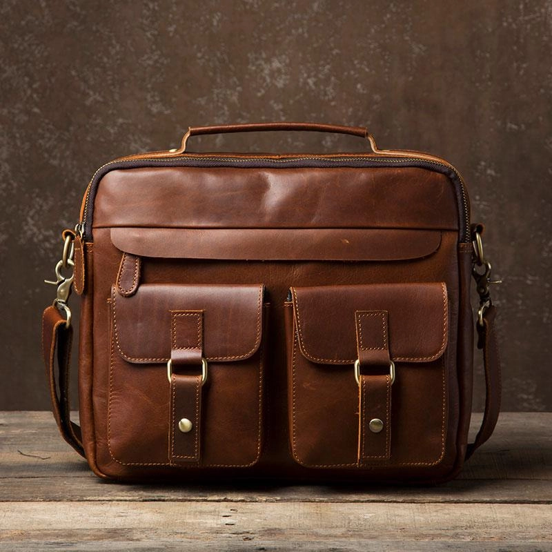 Leather Mens Cool Messenger Bags Briefcase Work Bag Business Bag Laptop Bag for men Easy Access Weekend Travel