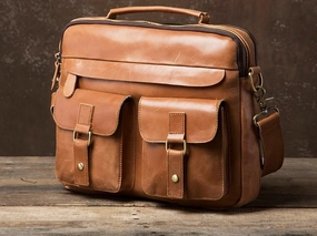 Leather Mens Cool Messenger Bags Briefcase Work Bag Business Bag Laptop Bag for men Compact Utility