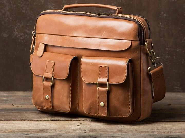 Leather Mens Cool Messenger Bags Briefcase Work Bag Business Bag Laptop Bag for men Street Functionality