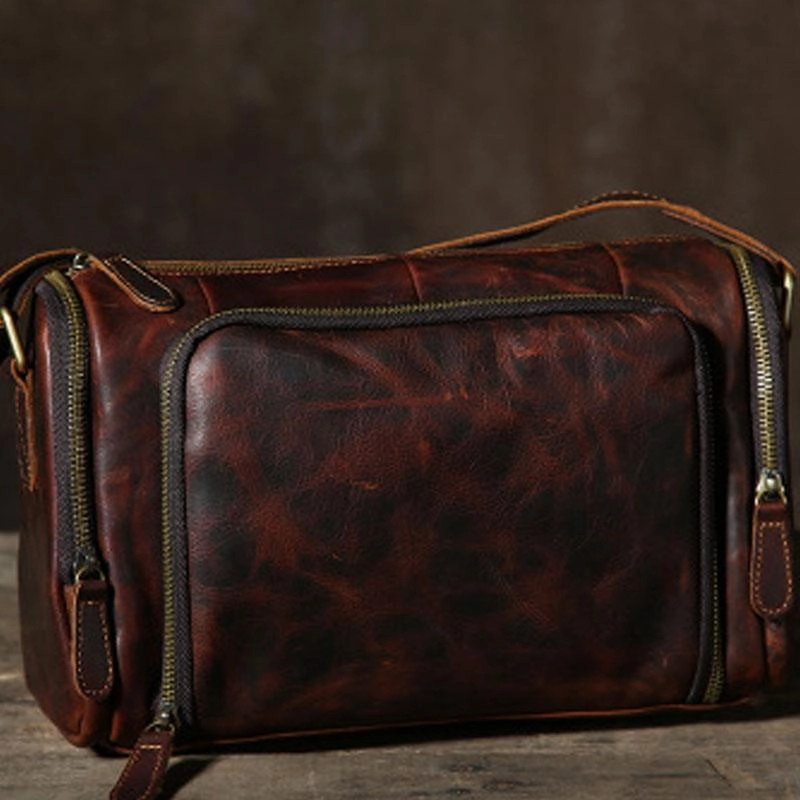 Casual Function Leather Mens Cool Shoulder Bag Barrel Bag Messenger Bag for men