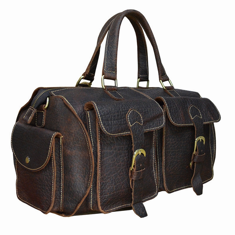 Leather Mens Cool Weekender Bag Vintage Travel Bag Duffle Bag for Men Storage Solution