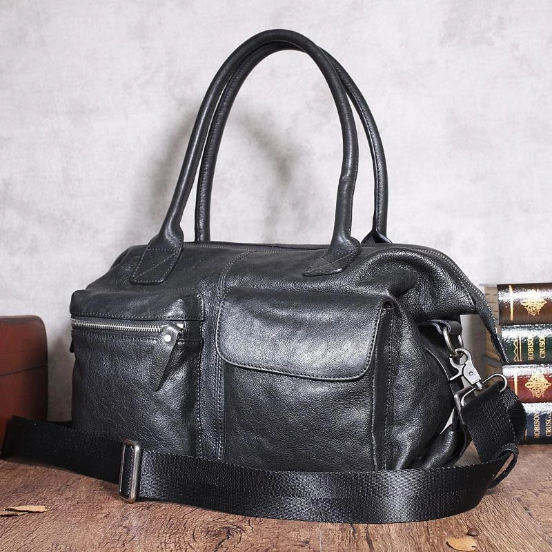 Easy transport Efficient Packing Leather Mens Large Black Travel Handbag Weekender Bag Brown Duffle Bag Luggage Bag for Men
