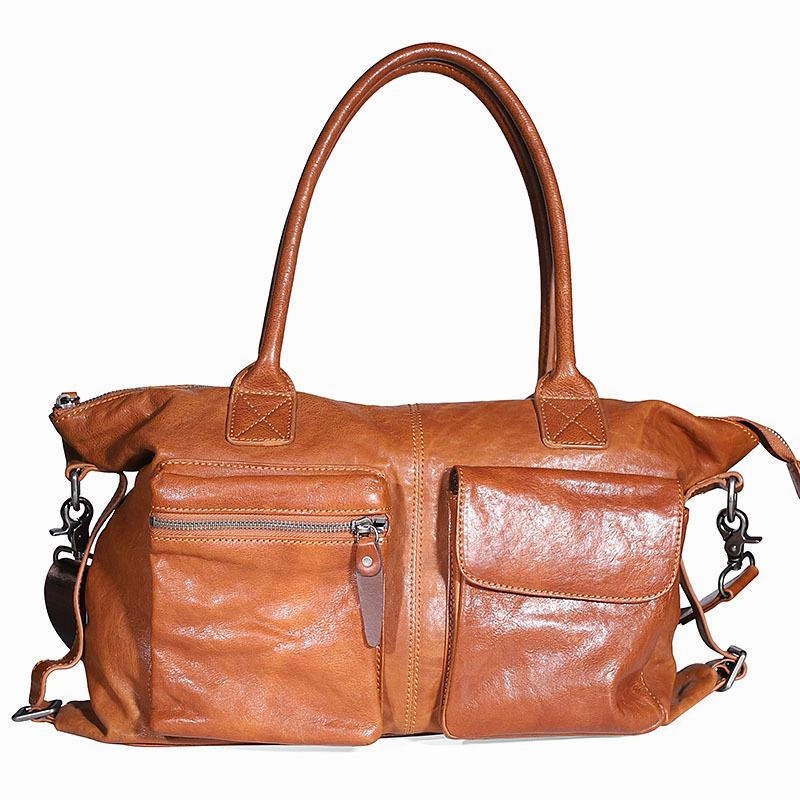 Leather Mens Large Black Travel Handbag Weekender Bag Brown Duffle Bag Luggage Bag for Men Wheeled Base Travel-friendly