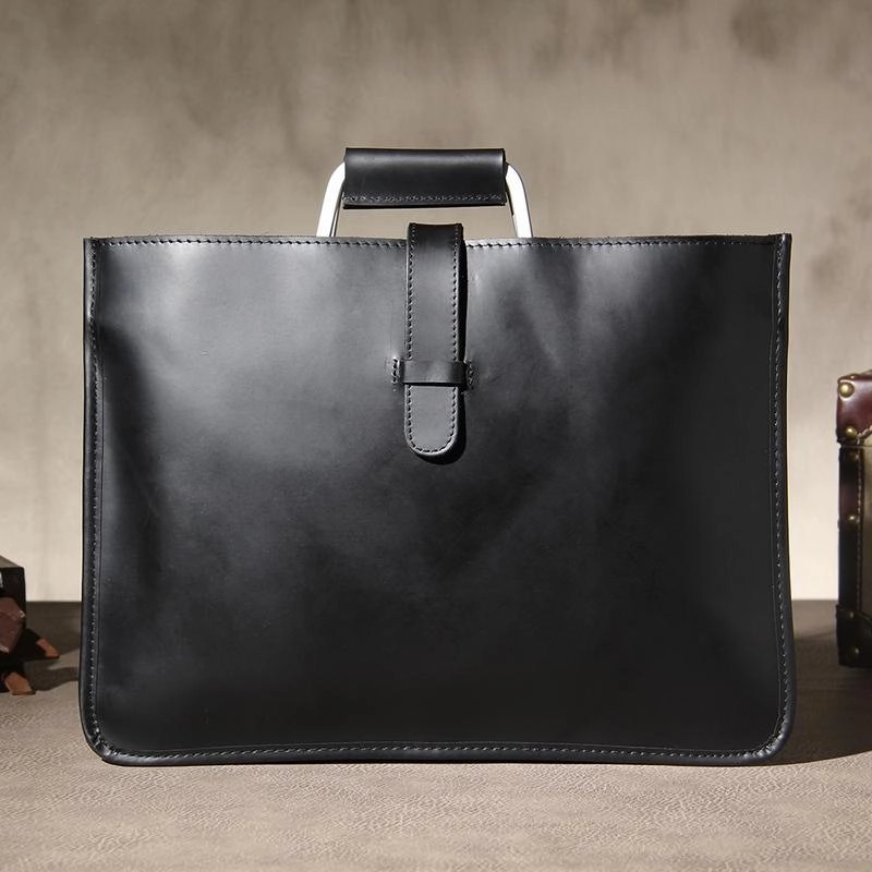 Leather Mens Vintage Briefcase Handbag Work Bag Business Bag Laptop Bag for men Adjustable Strap Everyday handbag