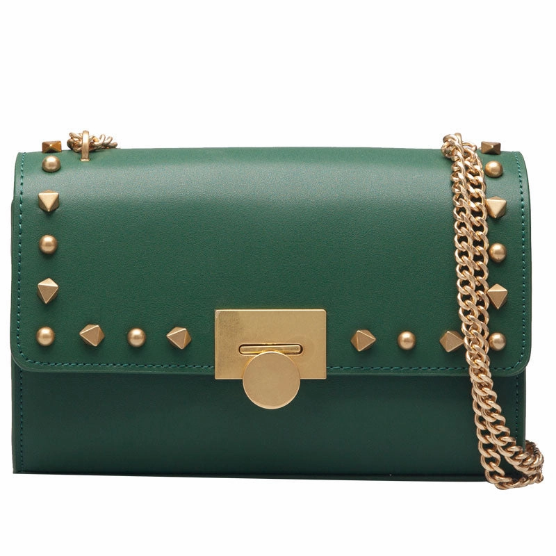 Leather Stylish Womens Rivet Handbag Work Purse Chain Shoulder Bag for Women Daily Fashion Stylish Accessory