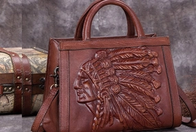 Aesthetic Vision Leather Women Handbag Tooling Vintage Bag Shoulder Bag Purse For Women