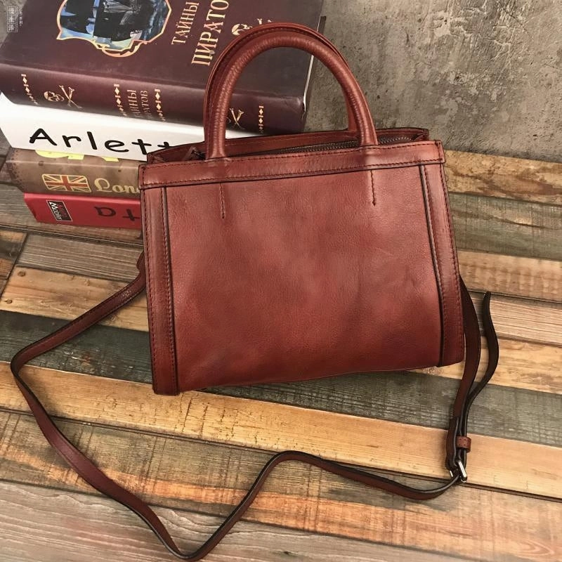 Modern Detail Leather Women Handbag Tooling Vintage Bag Shoulder Bag Purse For Women