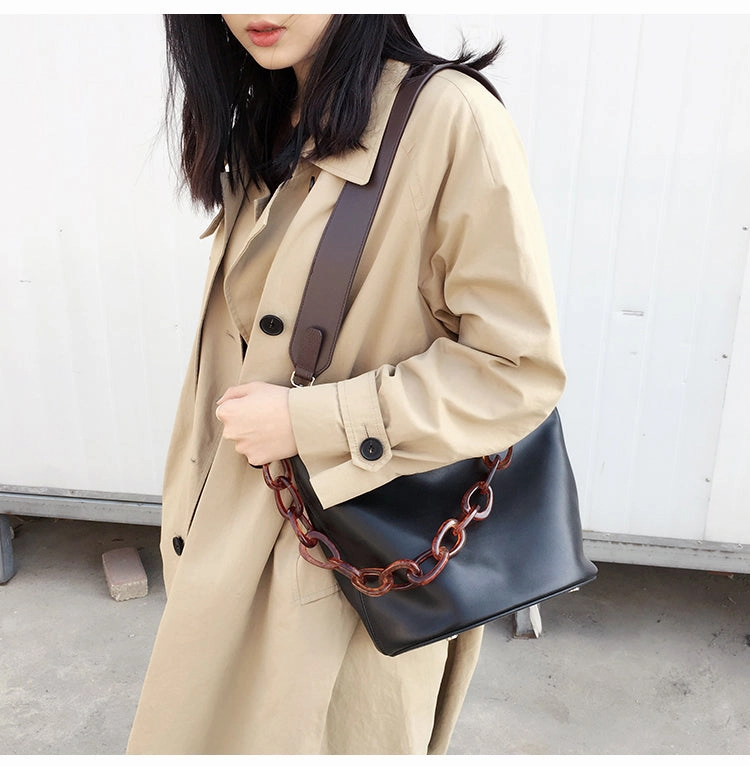 Modern Trend LEATHER WOMENs Black Bucket Purse SHOULDER BAG FOR WOMEN