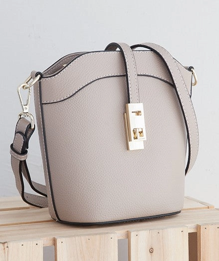 Leather Womens Stylish Mini Bucket Handbag Crossbody Purse Barrel Shoulder Bag for Women Trendy Office Minimalist Chic