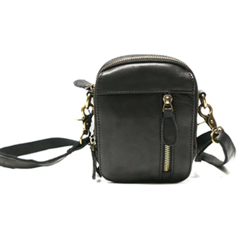 Cool Leather Belt Pouch Mens Waist Bag Shoulder Bag for Men Simple Aesthetic Sleek business wallet