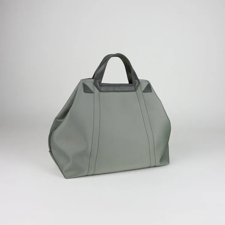 Light Gray Womens Nylon Handbag Totes Light Gray Womens Nylon Leather Shoulder Tote Purse for Ladies Textured fabric tote Artistic Shape