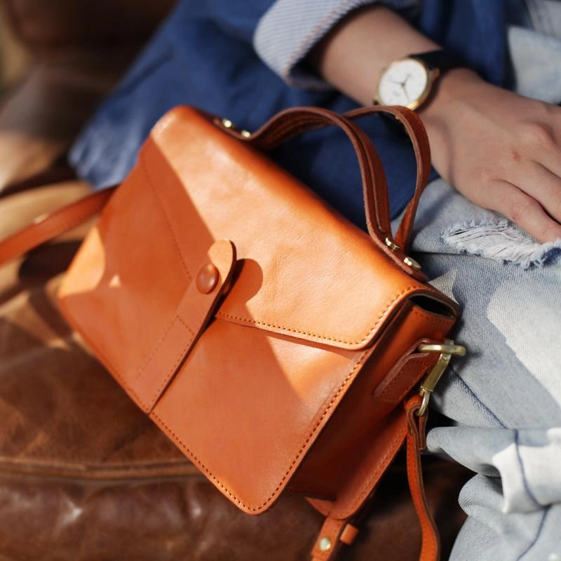 Green Womens Leather Satchel Side Bag Handbag Womens Leather Satchel Shoulder Bag Small Crossbody Bag Workwear Style Compact Look