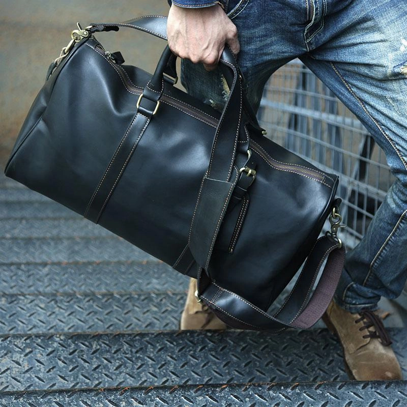 Work Friendly Cool Leather Mens Weekender Bags Travel Bag Shoulder Bags for Men