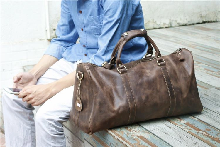 Cool Leather Mens Weekender Bags Travel Bag Shoulder Bags for Men Minimal Frame