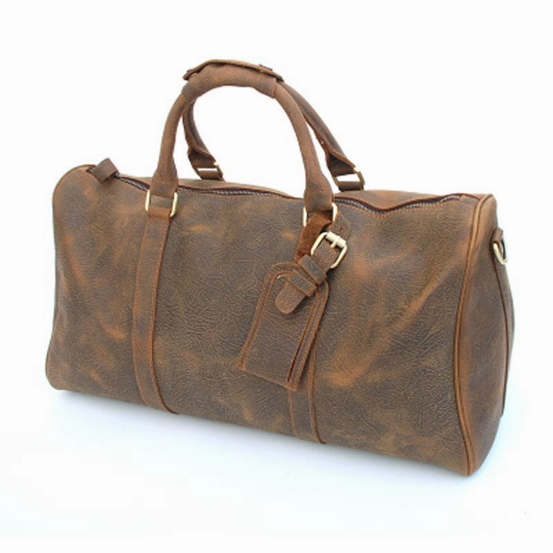 Portable Fit family trip Cool Leather Mens Weekender Bags Travel Bag Shoulder Bags for Men