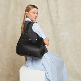 BLACK LEATHER JORDAN SHOULDER BAG Compact Bag