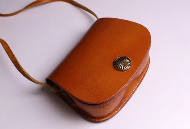 Smart Casual Functional Pocket Handmade Leather Womens Saddle bag Shoulder bag leather crossbody bags for women