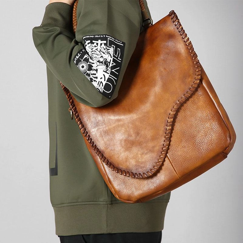 Quality Finish Handmade Leather Mens Handbag Cool Messenger Bag Shoulder Bag for Men