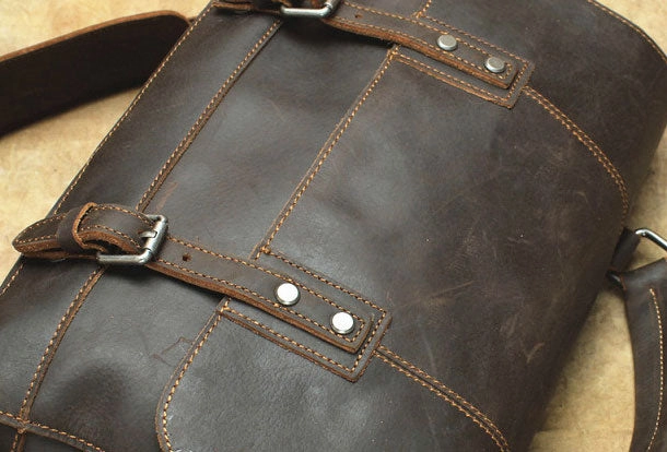 Black Cool Leather Messenger Bag Handbag Shoulder Bag For Men Trendy Evening