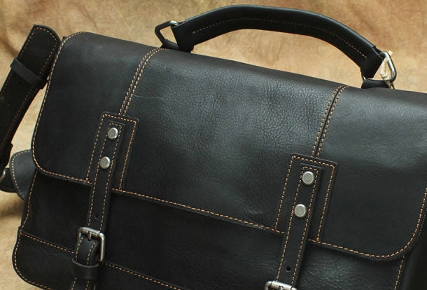 Functional Lifestyle Black Cool Leather Messenger Bag Handbag Shoulder Bag For Men