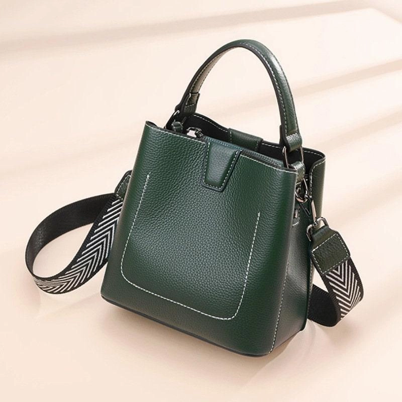Elegant accessory Real Genuine Leather Square bucket bag, Leather Small Crossbody Purse, Women's Shoulder Bag, Women Fashion Bag, Mother's Day Gift