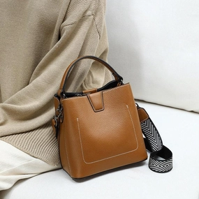 Real Genuine Leather Square bucket bag, Leather Small Crossbody Purse, Women's Shoulder Bag, Women Fashion Bag, Mother's Day Gift Classic Work Accessory