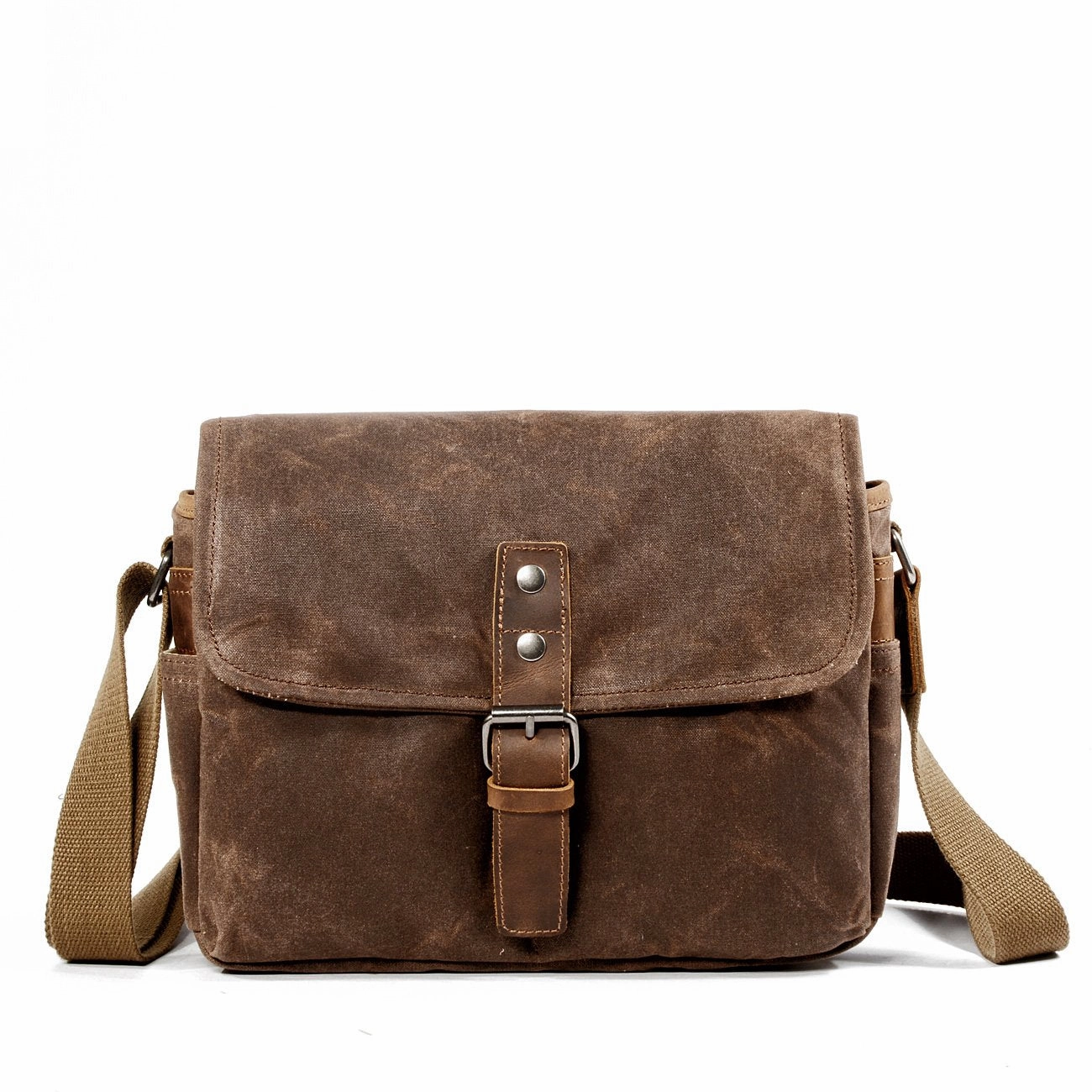 Cool Waxed Canvas Leather Mens Casual Waterproof Messenger Bag Camera Bag Side Bag For Men Everyday Travel