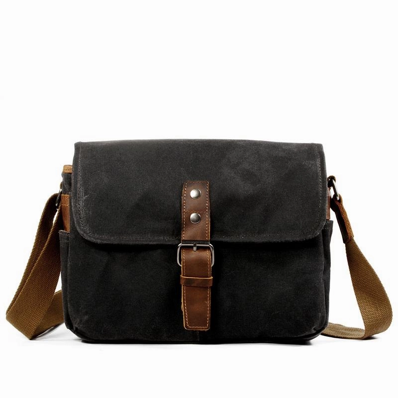 Cool Waxed Canvas Leather Mens Casual Waterproof Messenger Bag Camera Bag Side Bag For Men Elegant Touch