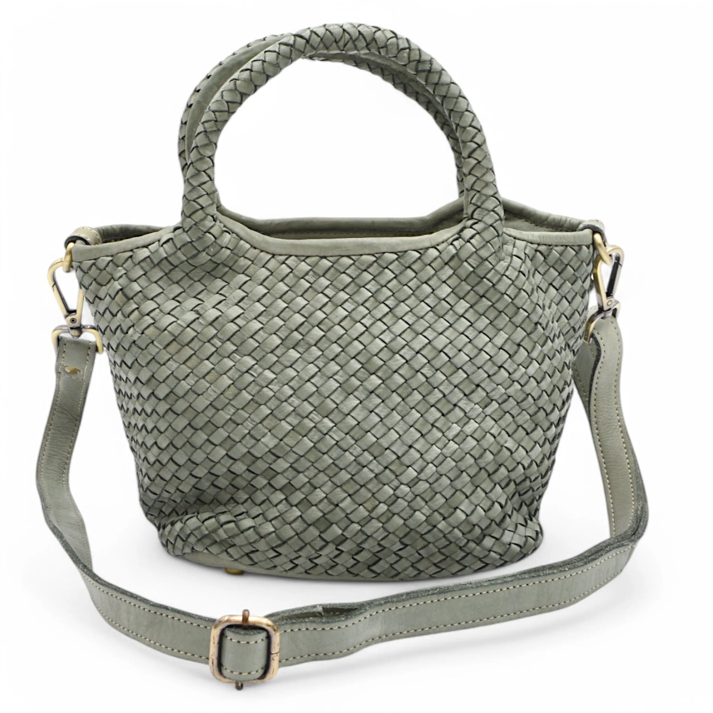 Picnic Bag Reusable Carry Lisa Woven Mini Tote In Pistachio