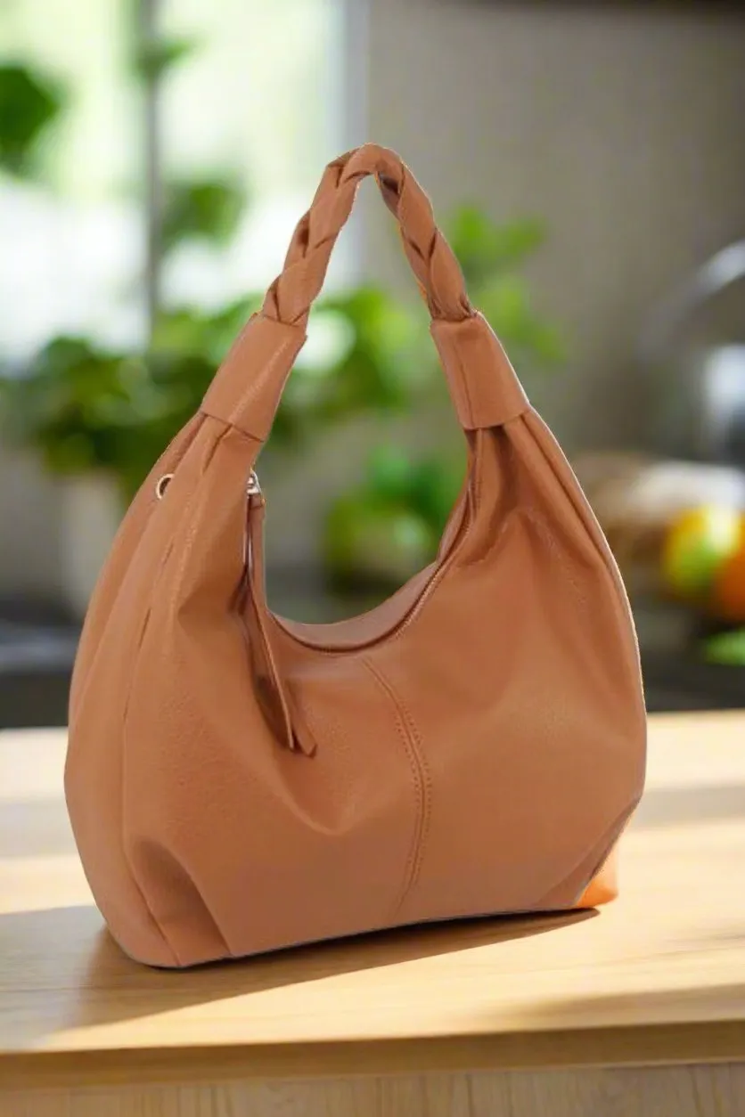 LMS212-Z Braid Handle Hobo Bag/Crossbody Outfit Hero Perfect size to keep your essentials organized and accessible