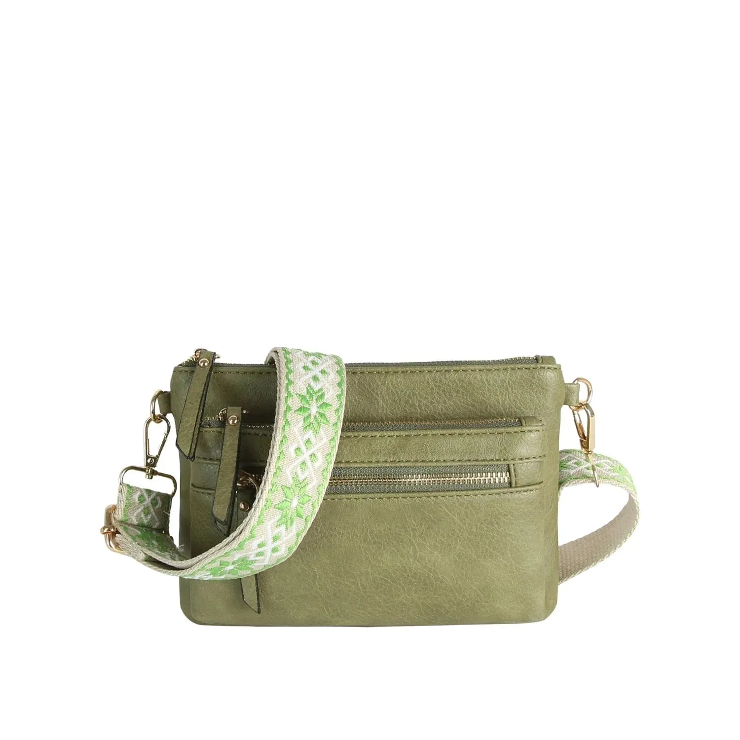 LQ342-Z Melissa Multi Zip Pocket Crossbody With Guitar Strap Fashion Accessory