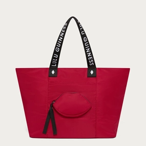 LULU RED NYLON MACY TOTE BAG daily necessity