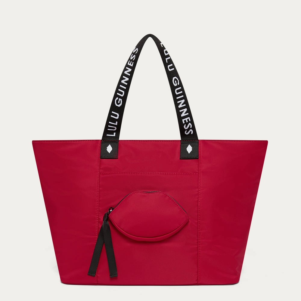 LULU RED NYLON MACY TOTE BAG daily necessity