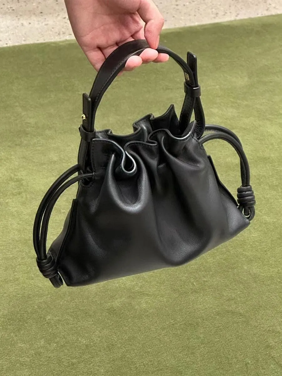 Luxurious Minimalist Soft Calfskin Bucket Bag | Shoulder Bag and Crossbody Bag for Women with Drawstring Closure Modern Minimalist