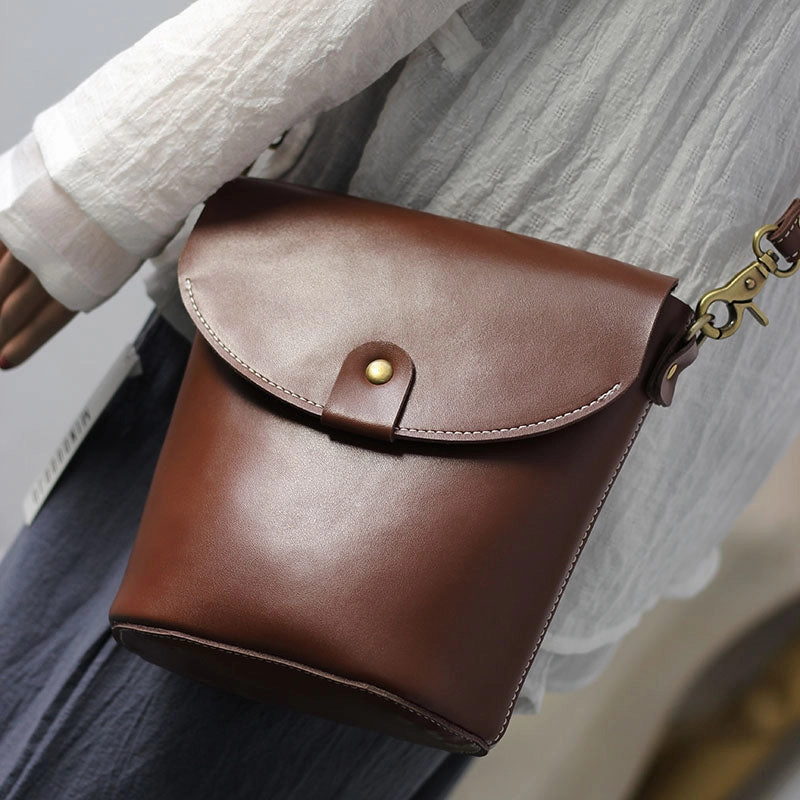 Stylish LEATHER WOMEN Bucket Bag SHOULDER BAG Barrel Crossbody Purse FOR WOMEN Classic Design Practical Travel