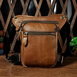 Biker Mens Leather Drop Leg Bag Waist Bag Side Bags Belt Pouch Pack for Men Portable Case Timeless credit card holder