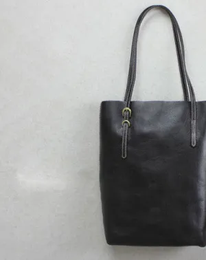 Organized Interior Fashion Accessory Handmade leather tote bag black coffee vintage shoulder bag shopper bag women